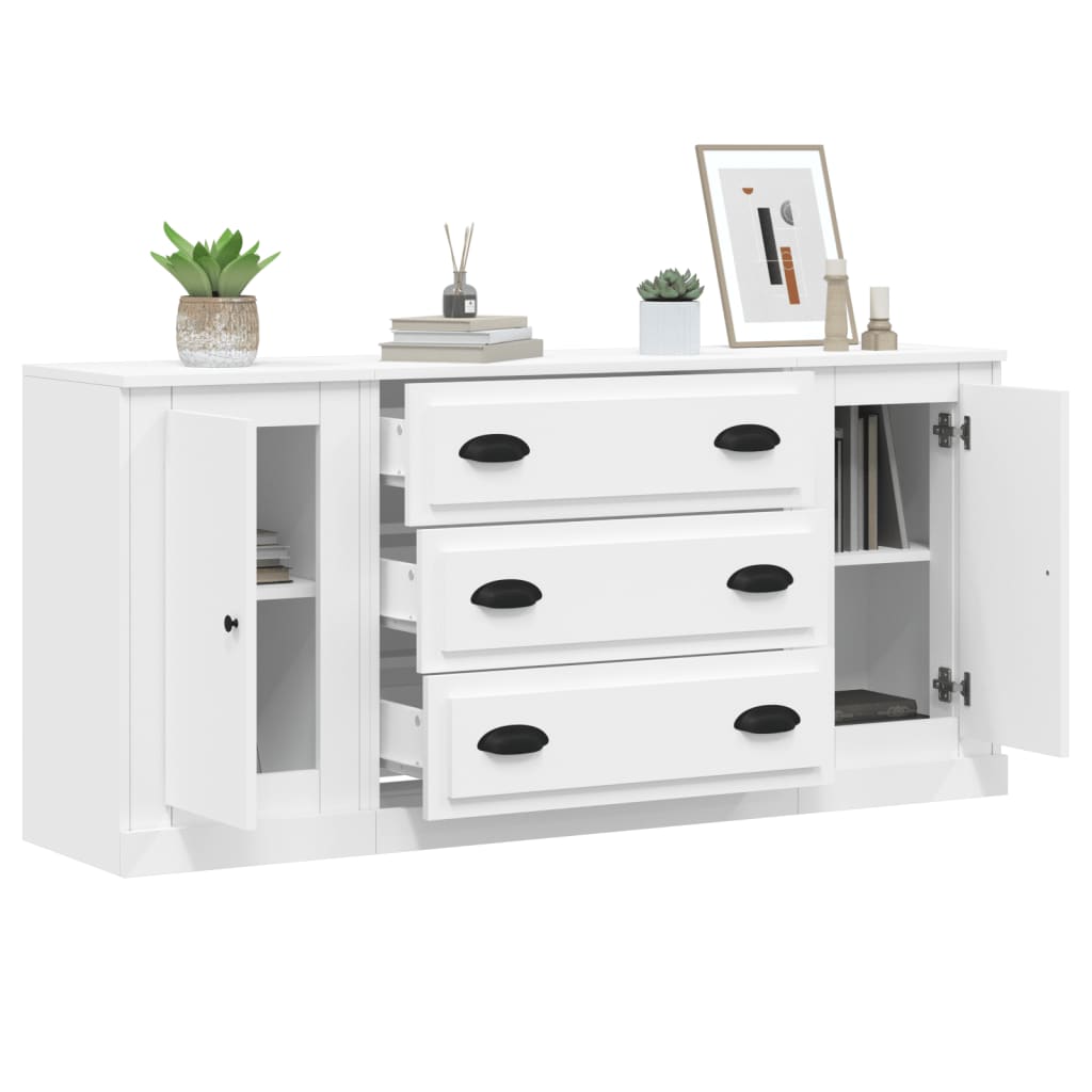 vidaXL Enfilades 3 pcs Blanc Bois d'ingénierie