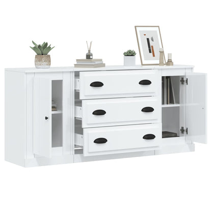 vidaXL Buffets 3 pcs Blanc brillant Bois d'ingénierie
