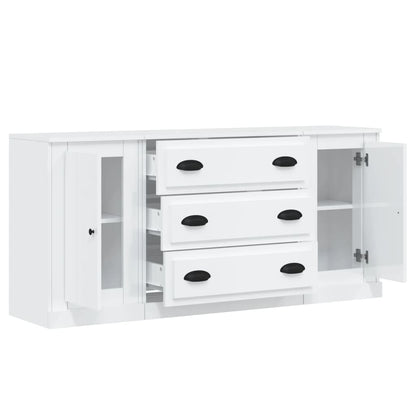 vidaXL Buffets 3 pcs Blanc brillant Bois d'ingénierie