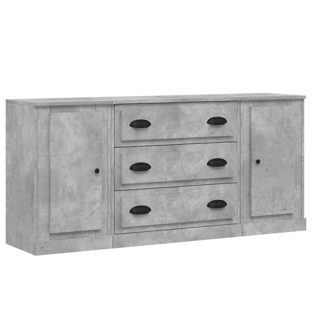vidaXL Commodes 3 pcs Gris béton Bois d'ingénierie