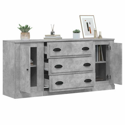 vidaXL Commodes 3 pcs Gris béton Bois d'ingénierie