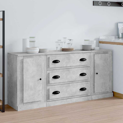 vidaXL Commodes 3 pcs Gris béton Bois d'ingénierie