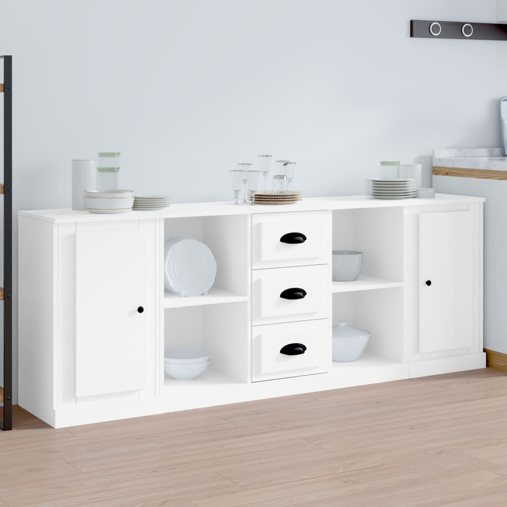 vidaXL Sideboards 3 Stk. Weiß Holzwerkstoff