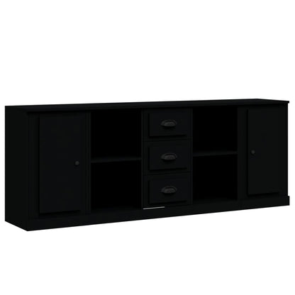 vidaXL Commodes 3 pcs Noir Bois d'ingénierie