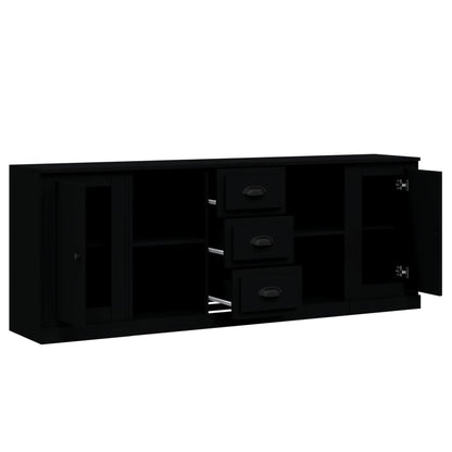 vidaXL Commodes 3 pcs Noir Bois d'ingénierie