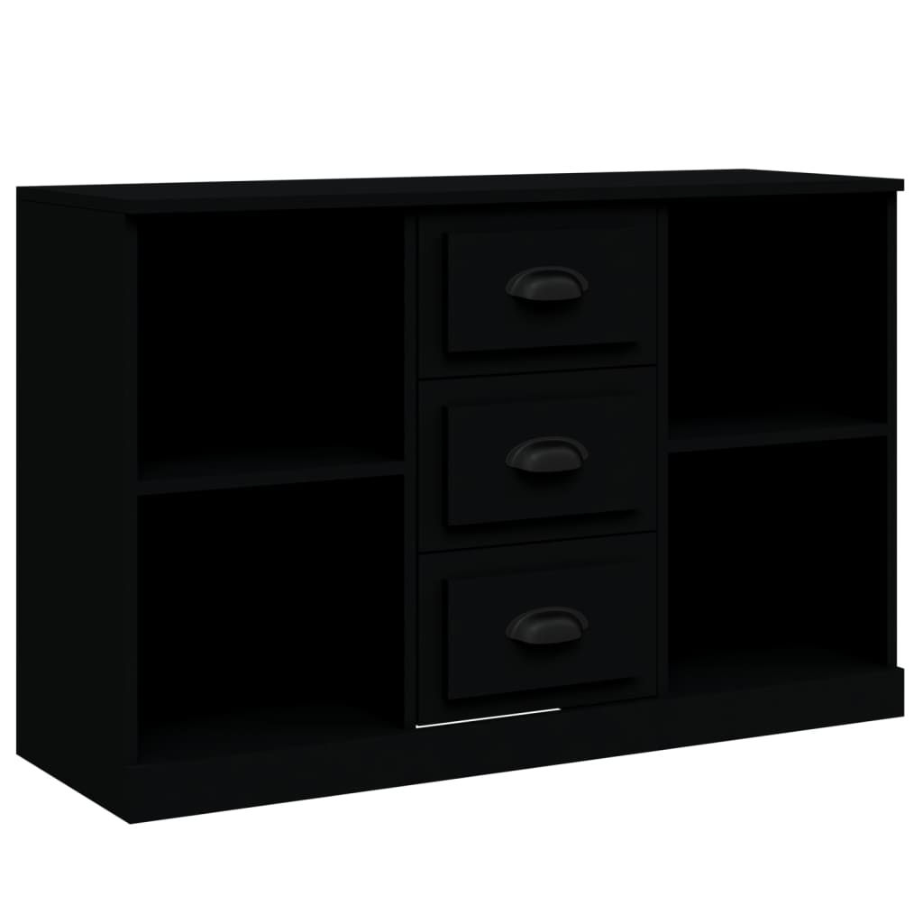 vidaXL Commodes 3 pcs Noir Bois d'ingénierie