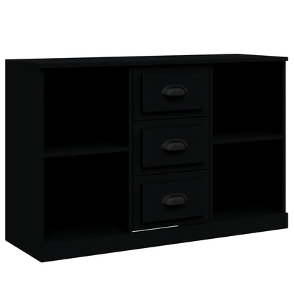 vidaXL Commodes 3 pcs Noir Bois d'ingénierie