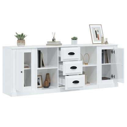 vidaXL Buffets 3 pcs Blanc brillant Bois d'ingénierie