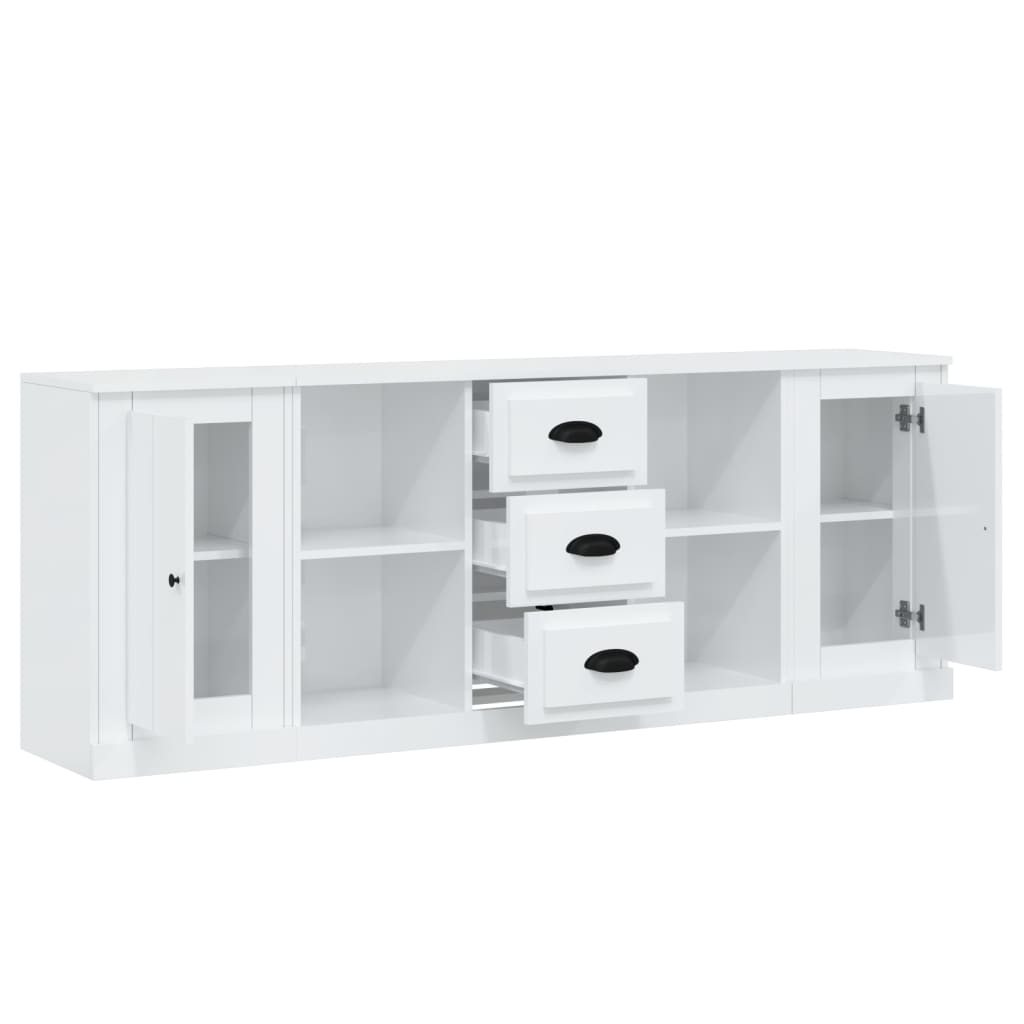 vidaXL Buffets 3 pcs Blanc brillant Bois d'ingénierie