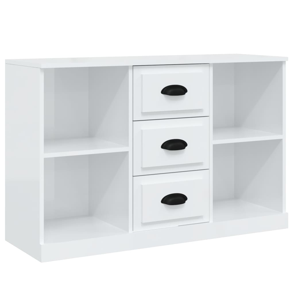 vidaXL Buffets 3 pcs Blanc brillant Bois d'ingénierie
