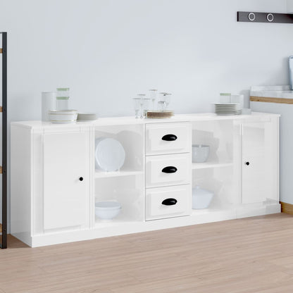 vidaXL Buffets 3 pcs Blanc brillant Bois d'ingénierie