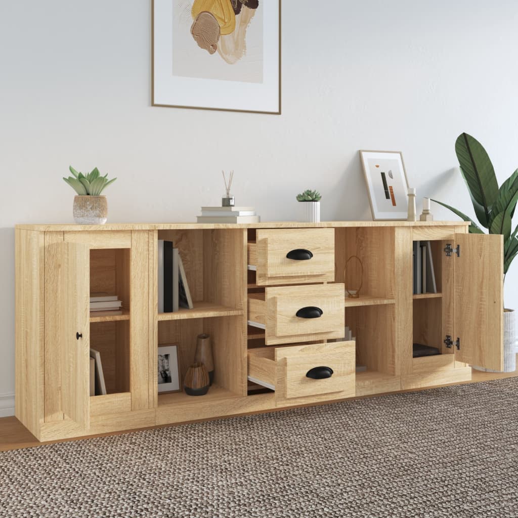 vidaXL Commodes 3 pcs. Aggloméré chêne sonoma