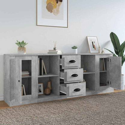 vidaXL Sideboards 3 Stk. Betongrau Holzwerkstoff