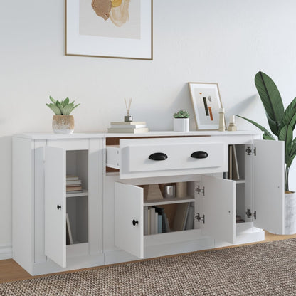vidaXL Enfilades 3 pcs Blanc Bois d'ingénierie