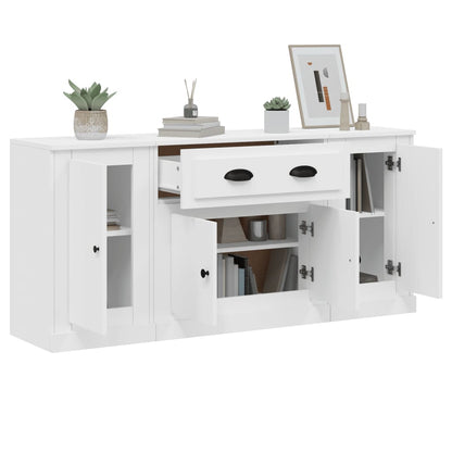 vidaXL Enfilades 3 pcs Blanc Bois d'ingénierie
