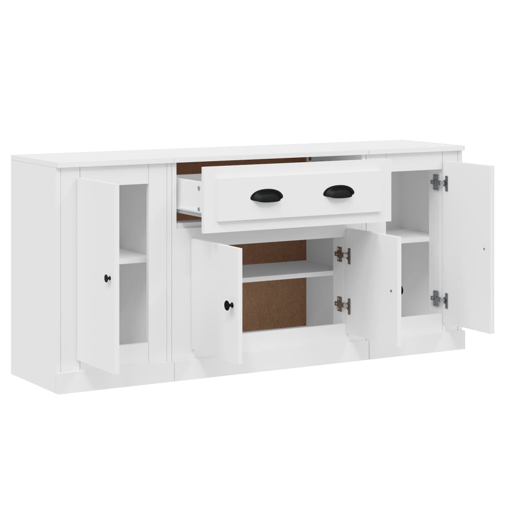 vidaXL Enfilades 3 pcs Blanc Bois d'ingénierie
