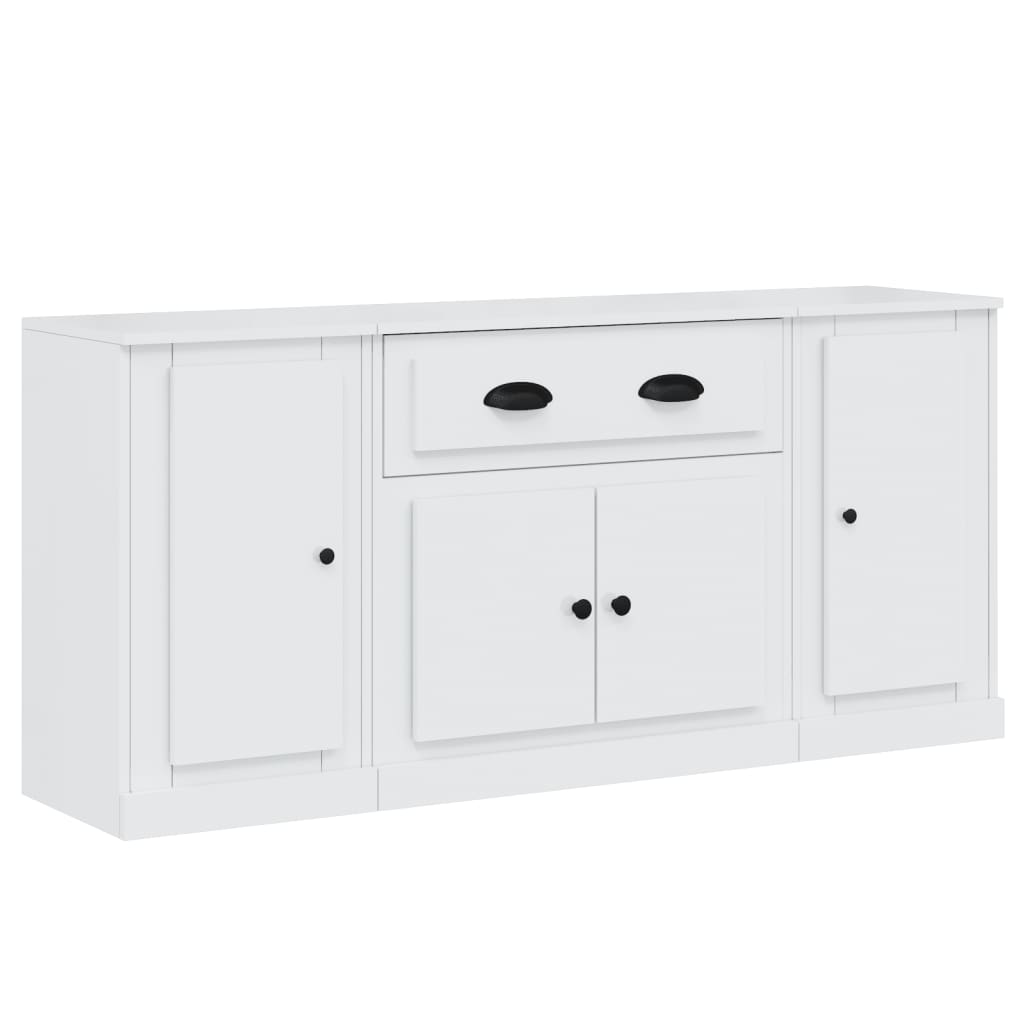 vidaXL Buffets 3 pcs Blanc brillant Bois d'ingénierie