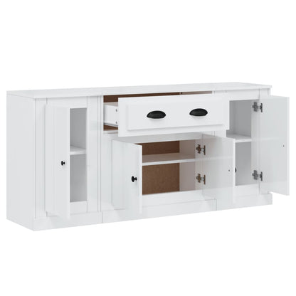 vidaXL Buffets 3 pcs Blanc brillant Bois d'ingénierie