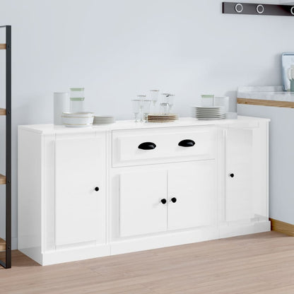 vidaXL Buffets 3 pcs Blanc brillant Bois d'ingénierie