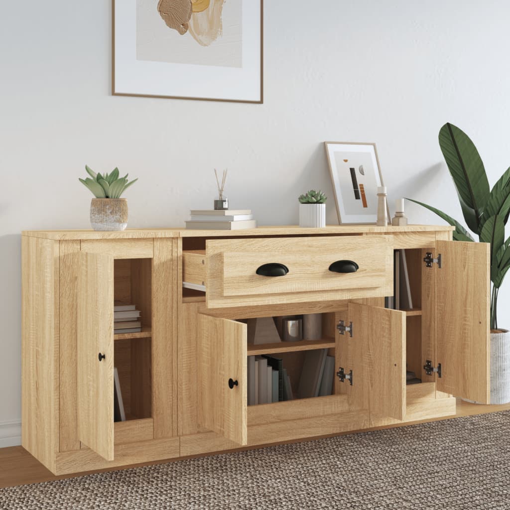 vidaXL Sideboards 3 Stk. Sonoma-Eiche Holzwerkstoff