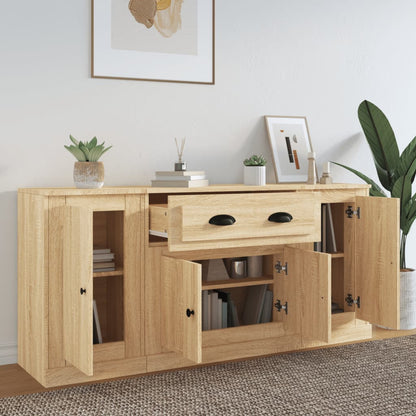 vidaXL Sideboards 3 Stk. Sonoma-Eiche Holzwerkstoff