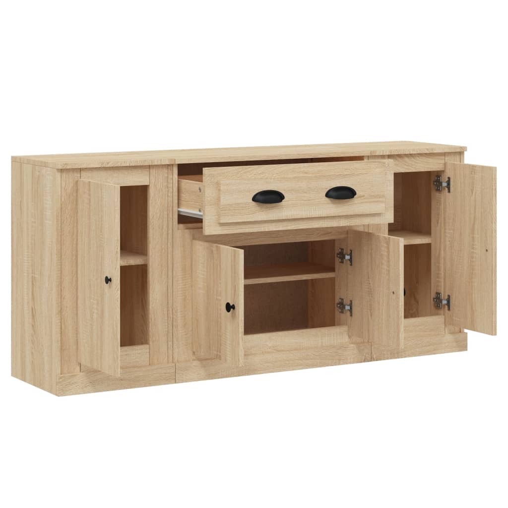 vidaXL Sideboards 3 Stk. Sonoma-Eiche Holzwerkstoff