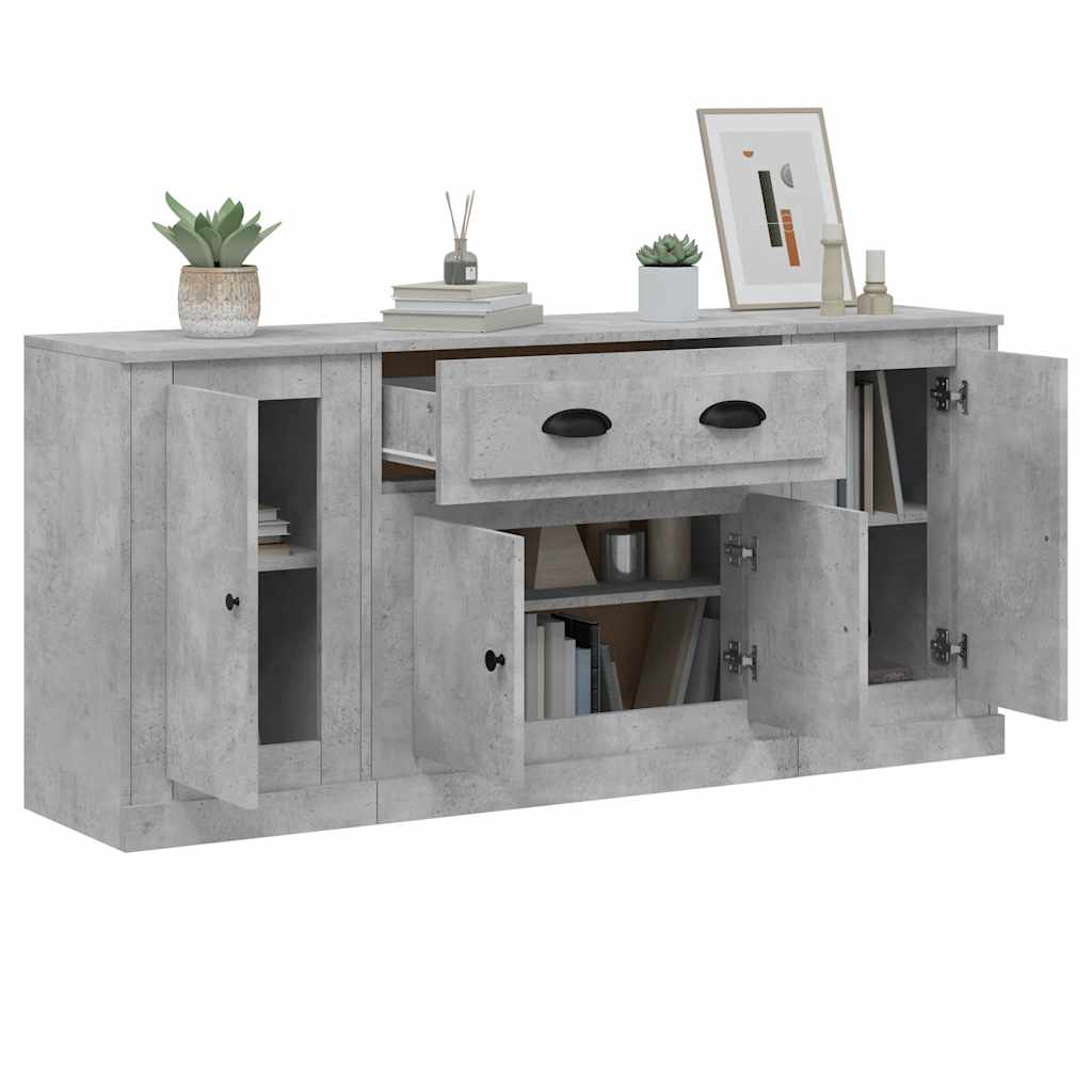 vidaXL Sideboards 3 Stk. Betongrau Holzwerkstoff