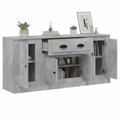vidaXL Sideboards 3 Stk. Betongrau Holzwerkstoff