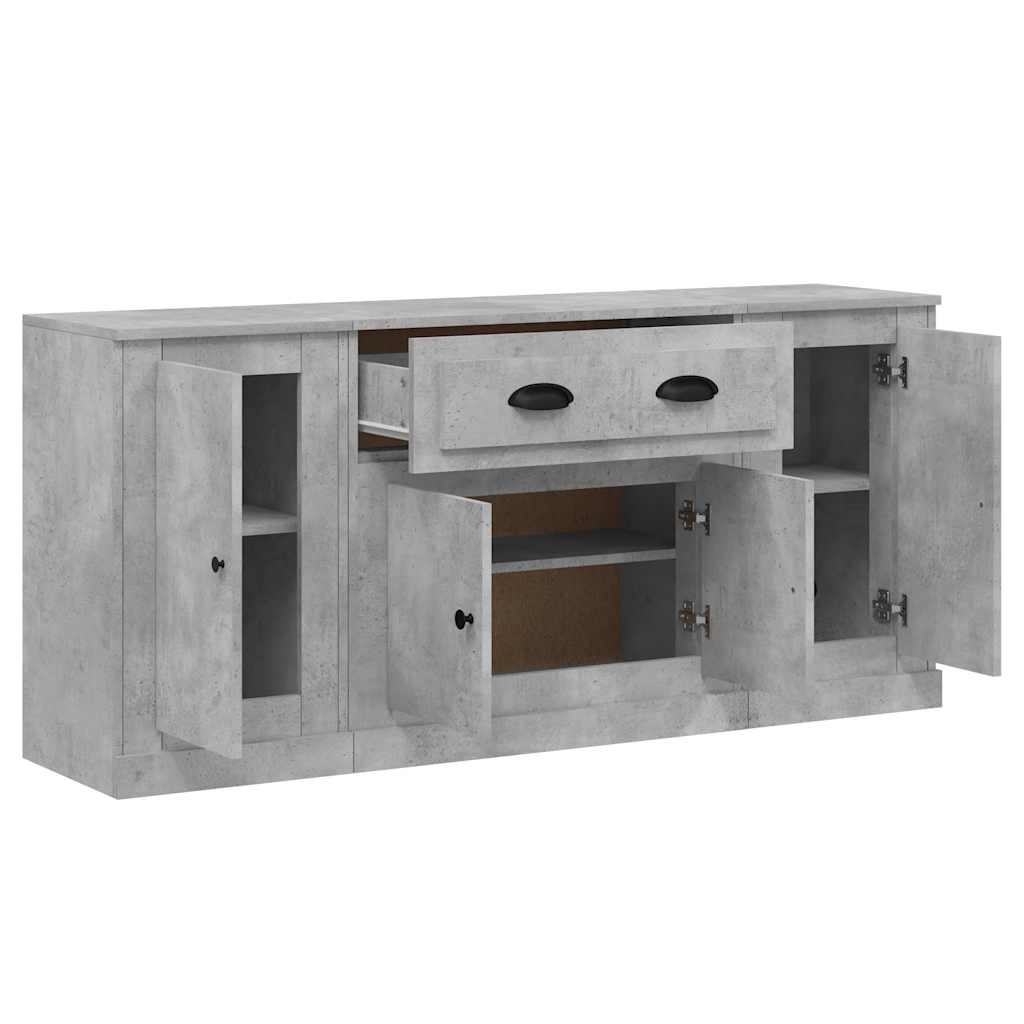 vidaXL Sideboards 3 Stk. Betongrau Holzwerkstoff