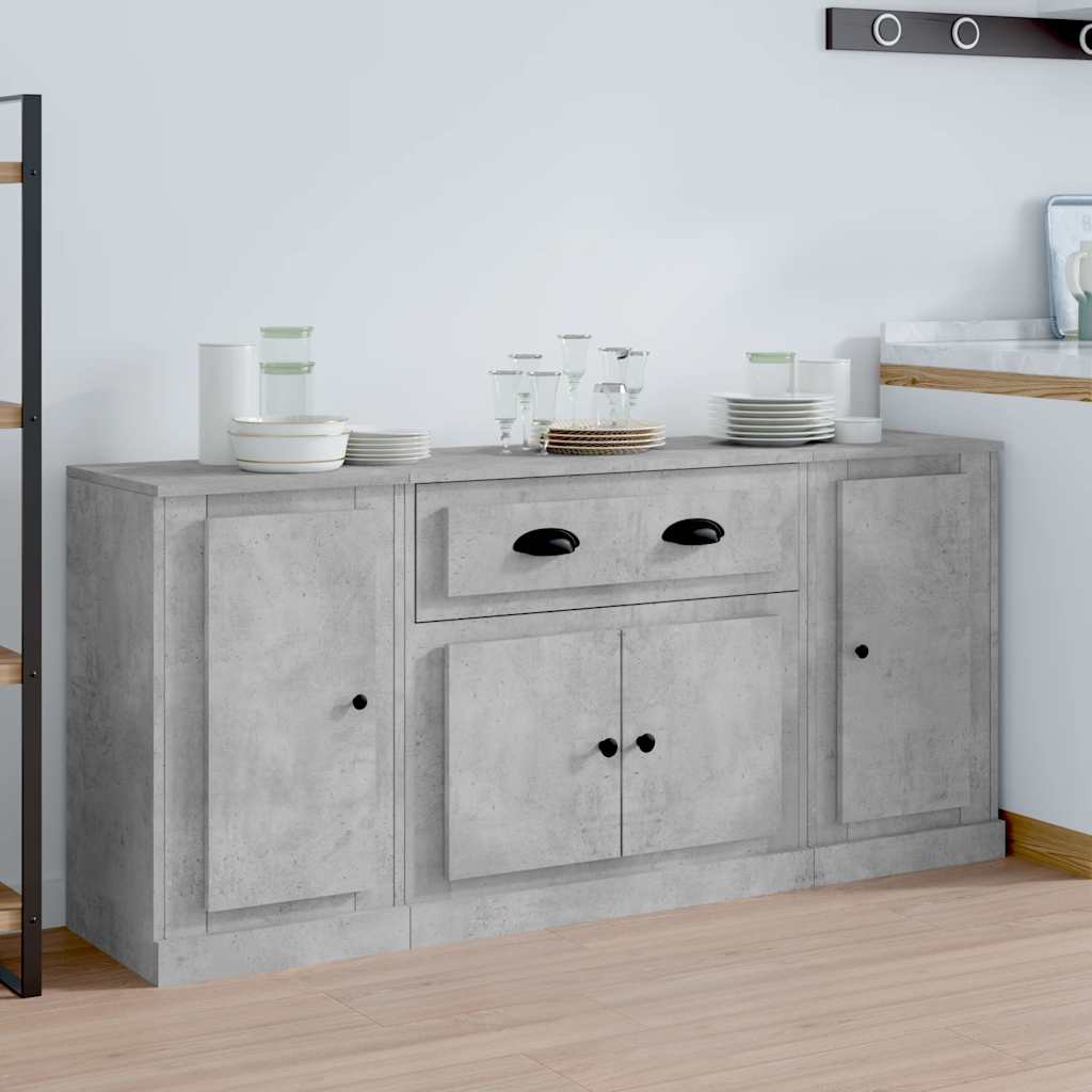 vidaXL Sideboards 3 Stk. Betongrau Holzwerkstoff