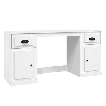 vidaXL Bureau avec rangement Blanc Bois d'ingénierie