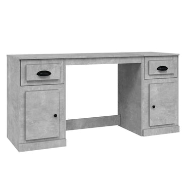 vidaXL Bureau avec rangement gris béton bois d'ingénierie