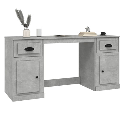 vidaXL Bureau avec rangement gris béton bois d'ingénierie