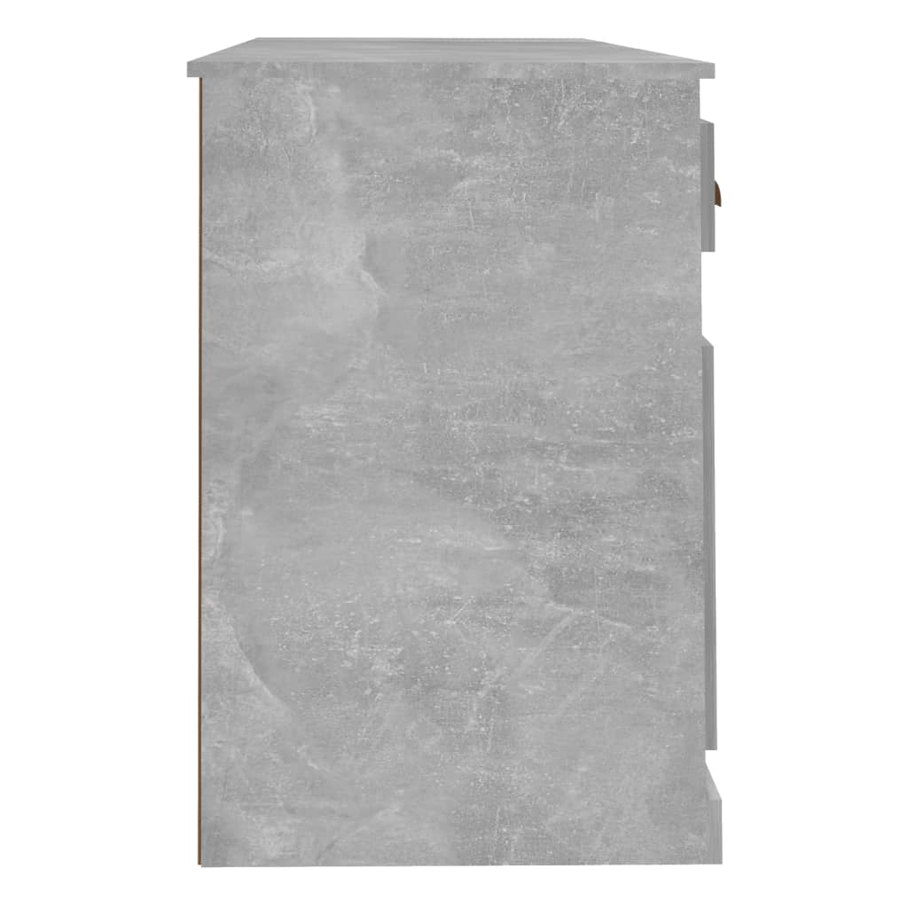 Schreibtisch mit Stauraum Betongrau Holzwerkstoff