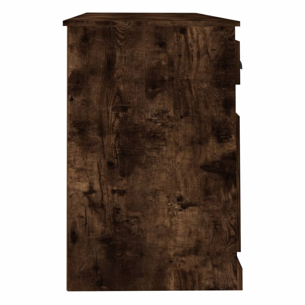 vidaXL Schreibtisch mit Stauraum Räuchereiche Holzwerkstoff