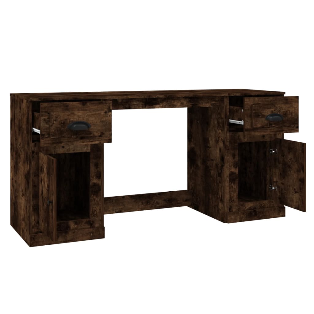 vidaXL Schreibtisch mit Stauraum Räuchereiche Holzwerkstoff