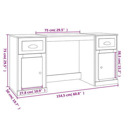 vidaXL Schreibtisch mit Stauraum Räuchereiche Holzwerkstoff