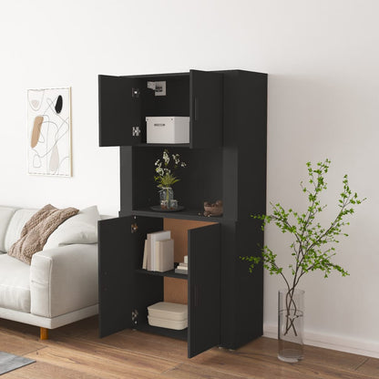 vidaXL Buffet haut noir en bois d'ingénierie