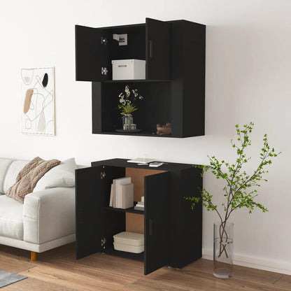 vidaXL Buffet haut noir en bois d'ingénierie