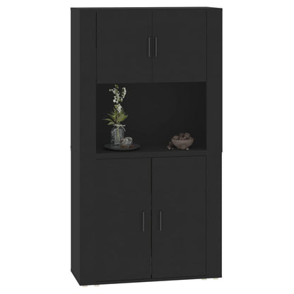 vidaXL Buffet haut noir en bois d'ingénierie