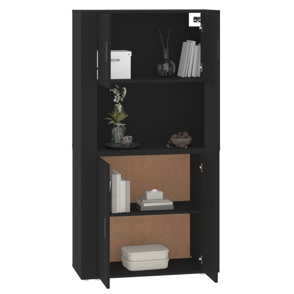 vidaXL Buffet haut noir en bois d'ingénierie
