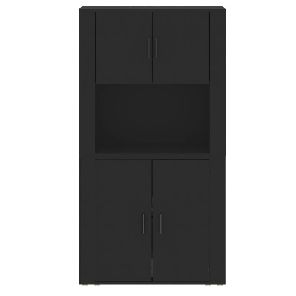 vidaXL Buffet haut noir en bois d'ingénierie