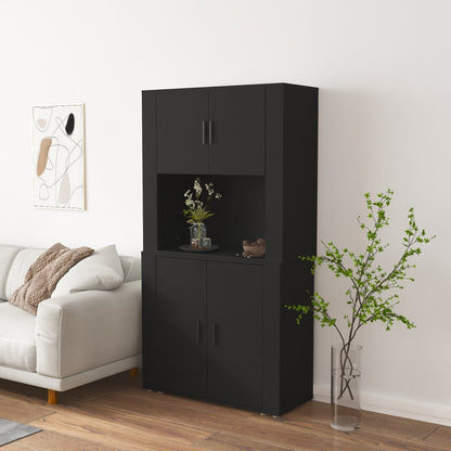 vidaXL Buffet haut noir en bois d'ingénierie