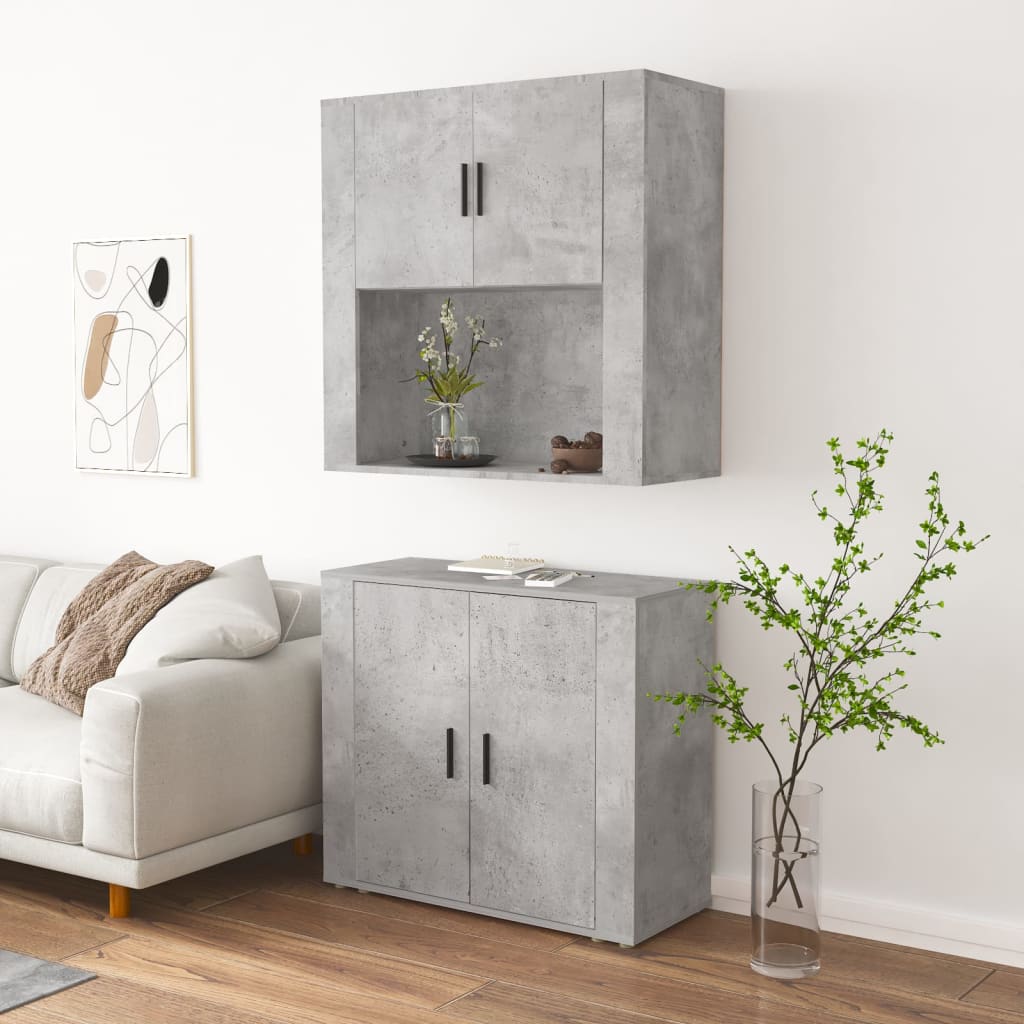 vidaXL Bahut gris béton en bois d'ingénierie
