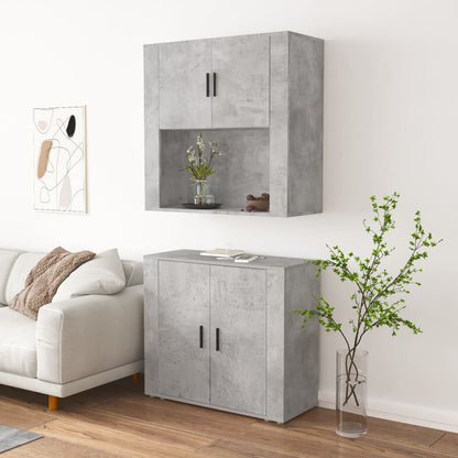 vidaXL Bahut gris béton en bois d'ingénierie