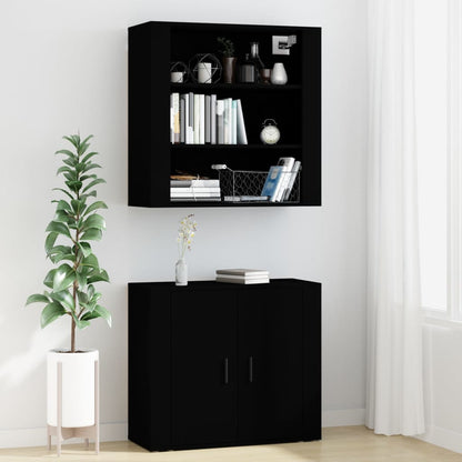 vidaXL Buffet haut noir en bois d'ingénierie