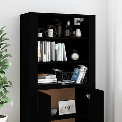 vidaXL Buffet haut noir en bois d'ingénierie