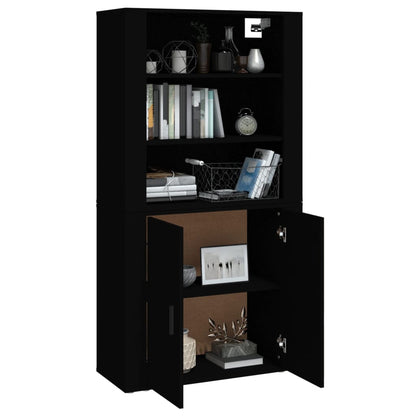 vidaXL Buffet haut noir en bois d'ingénierie