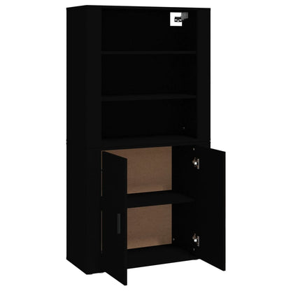 vidaXL Buffet haut noir en bois d'ingénierie