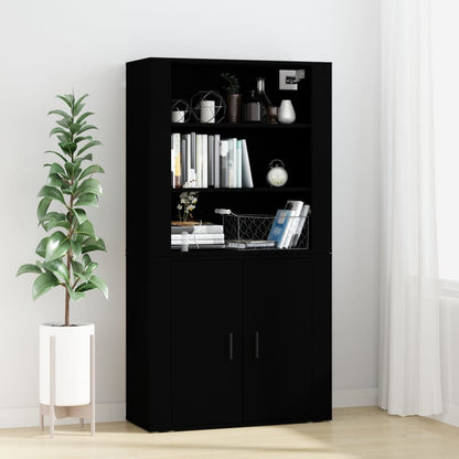 vidaXL Buffet haut noir en bois d'ingénierie